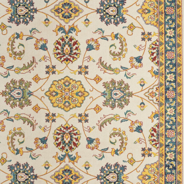 5' X 7' Ivory And Gold Floral Indoor Outdoor Area Rug