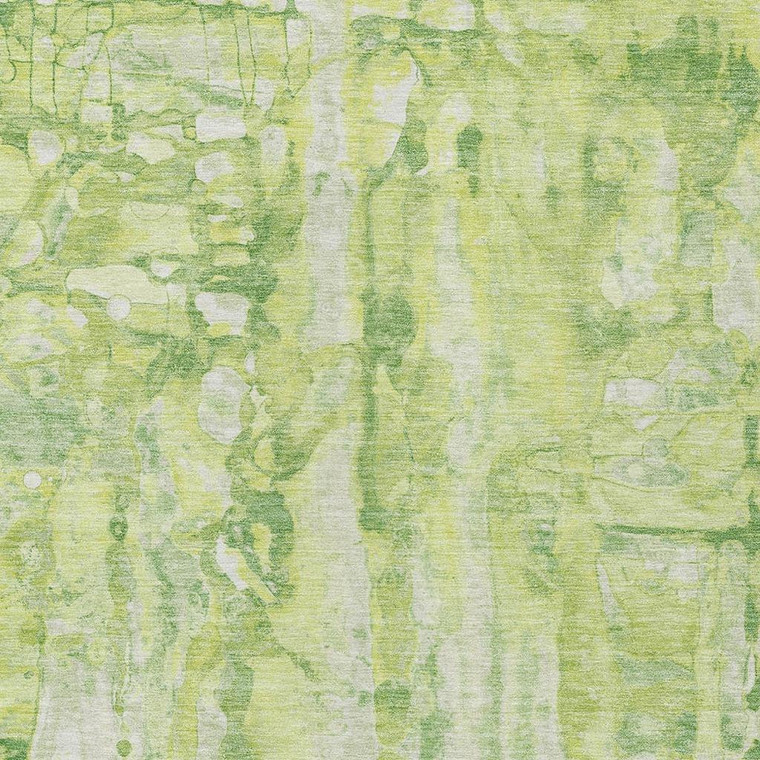 5' X 8' Lime Green And Ivory Abstract Washable Indoor Outdoor Area Rug - Lime Green, Ivory