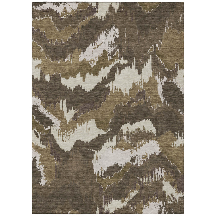 3' X 5' Brown Beige And Taupe Abstract Washable Indoor Outdoor Area Rug Transitional Style - Brown, Beige, Taupe Color