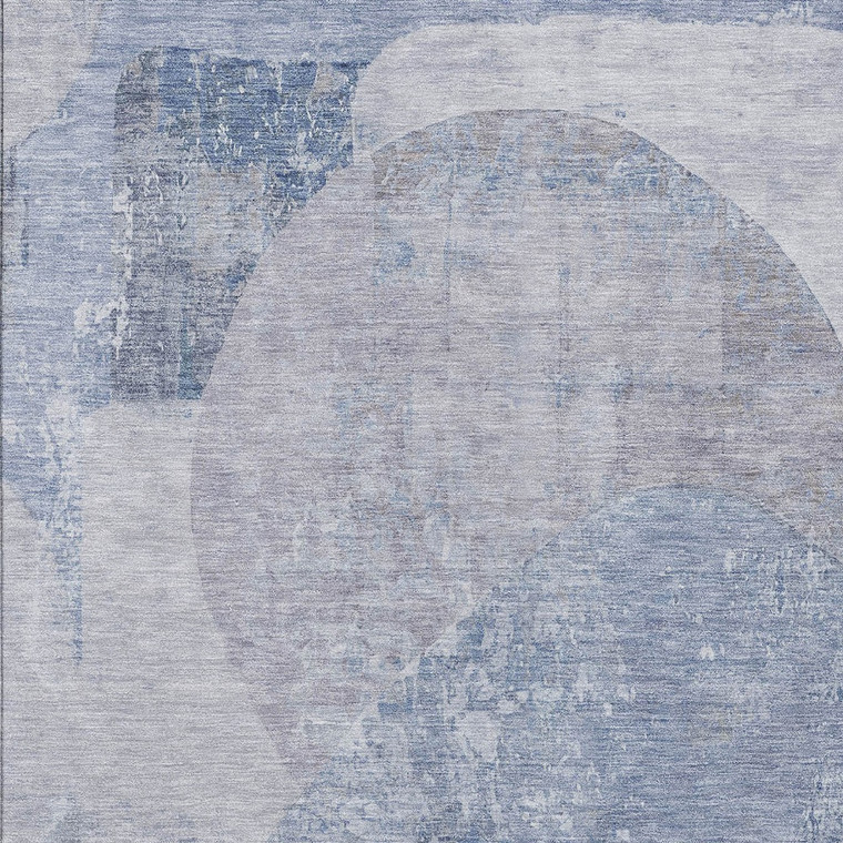 3' X 5' Sky Blue And Denim Blue Abstract Washable Indoor Outdoor Area Rug - Sky Blue, Denim Blue