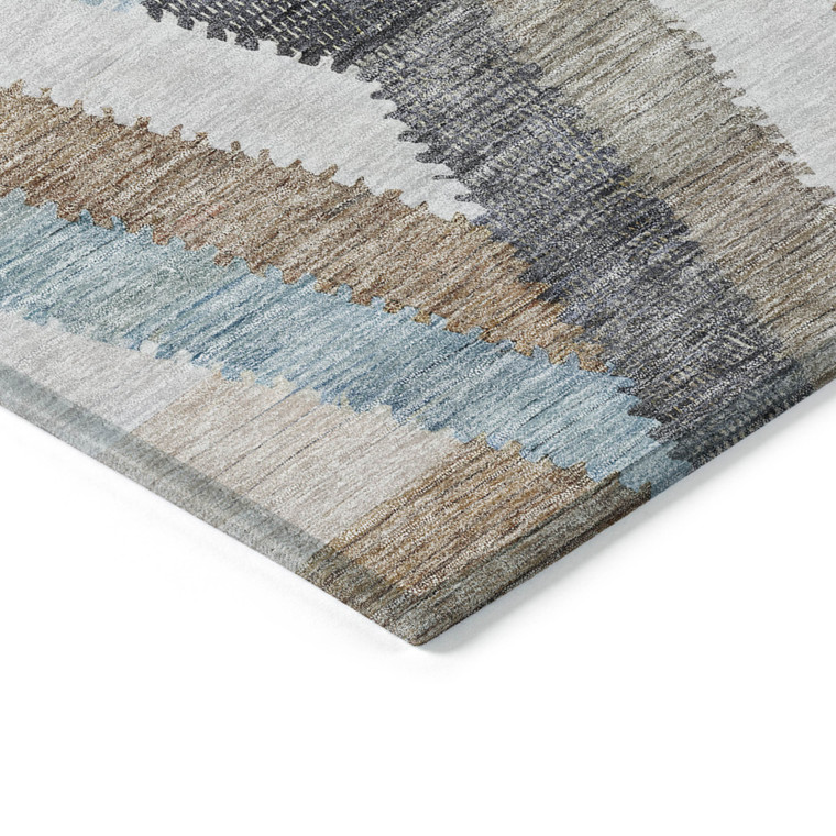 5' X 8' Brown Geometric Washable Indoor Outdoor Area Rug Transitional Style - Brown Color