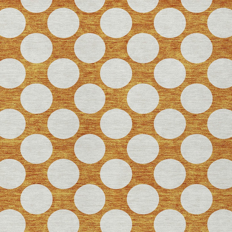 3' X 5' Orange And Ivory Polka Dot Washable Indoor Outdoor Area Rug