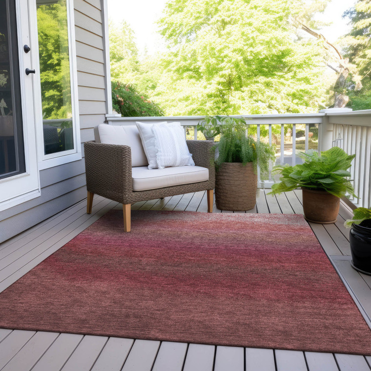 3' X 5' Red And Blush Ombre Washable Indoor Outdoor Area Rug