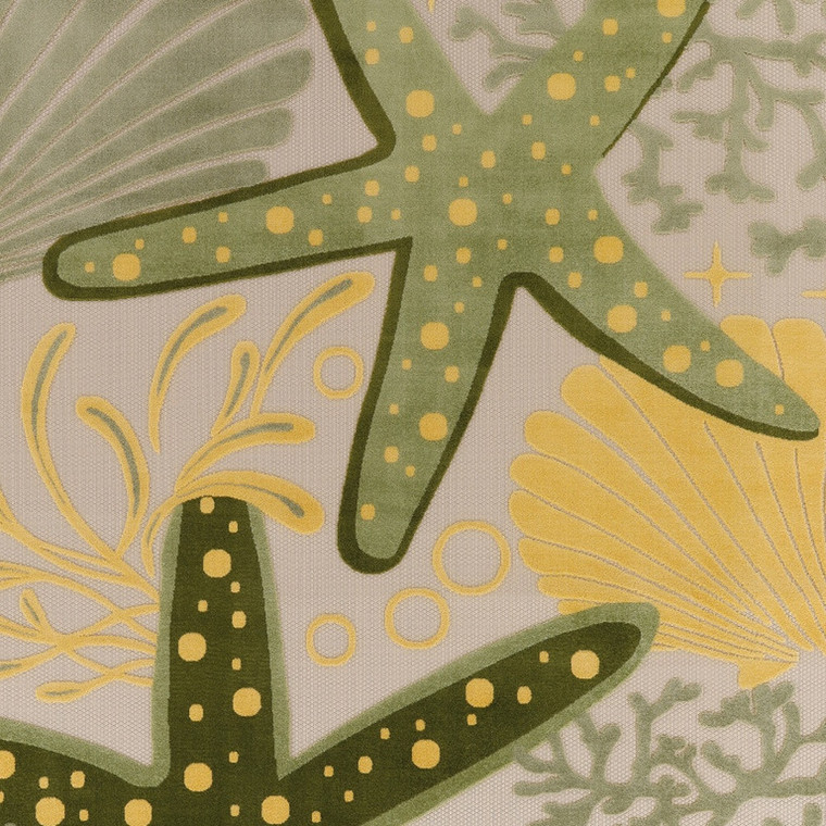 8' X 11' Ivory Green And Yellow Starfish Indoor Outdoor Area Rug