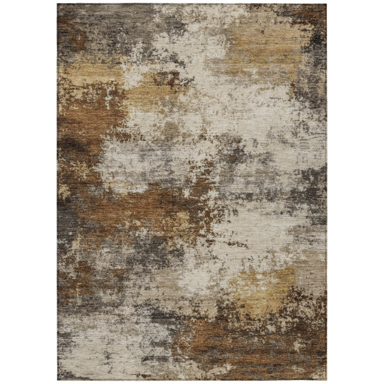 3' X 5' Brown And Beige Abstract Washable Indoor Outdoor Area Rug - Brown, Beige
