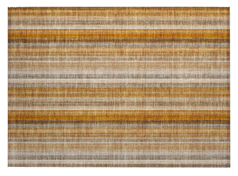 2' X 3' Orange Ivory and Gray Striped Washable Non Skid Indoor Outdoor Area Rug