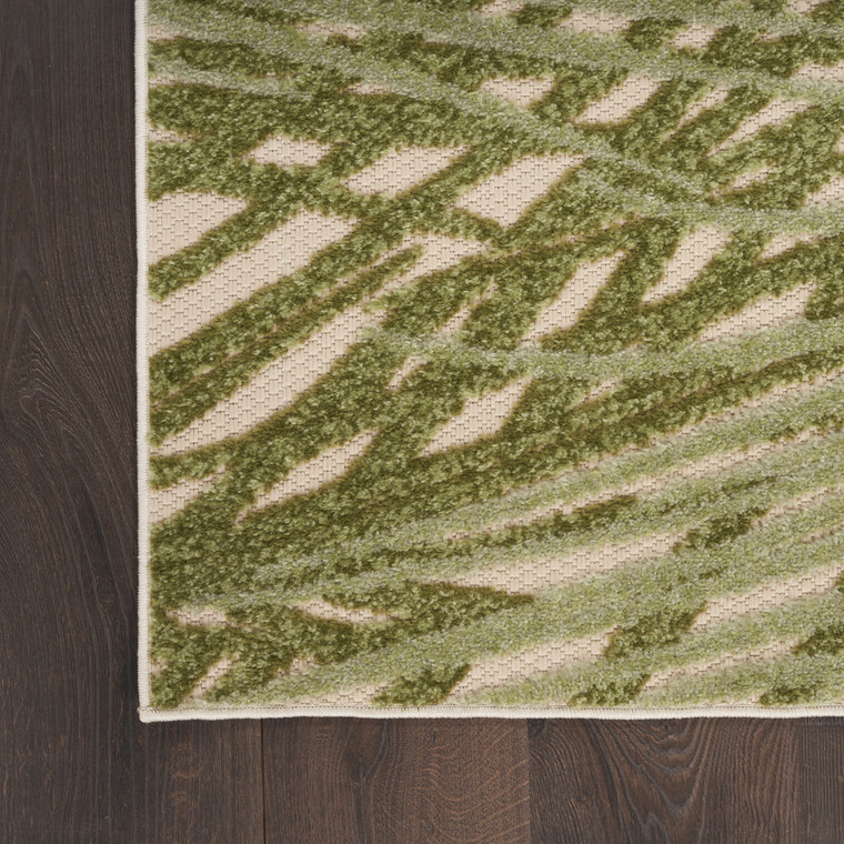 8' Ivory And Green Palm Leaf Indoor Outdoor Runner Rug - 880016545579
