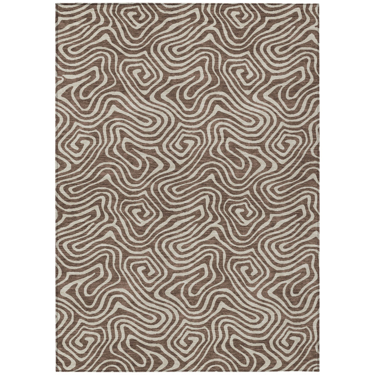 5' X 8' Brown And Beige Abstract Washable Indoor Outdoor Area Rug Transitional Style - Brown, Beige Color