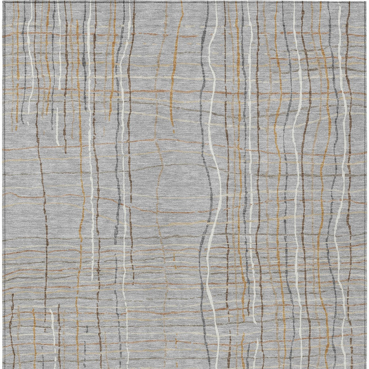 3' X 5' Gray Brown And Ivory Striped Washable Indoor Outdoor Area Rug