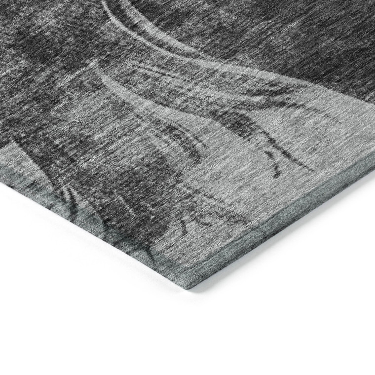 3' X 5' Gray And Charcoal Horse Washable Indoor Outdoor Area Rug
