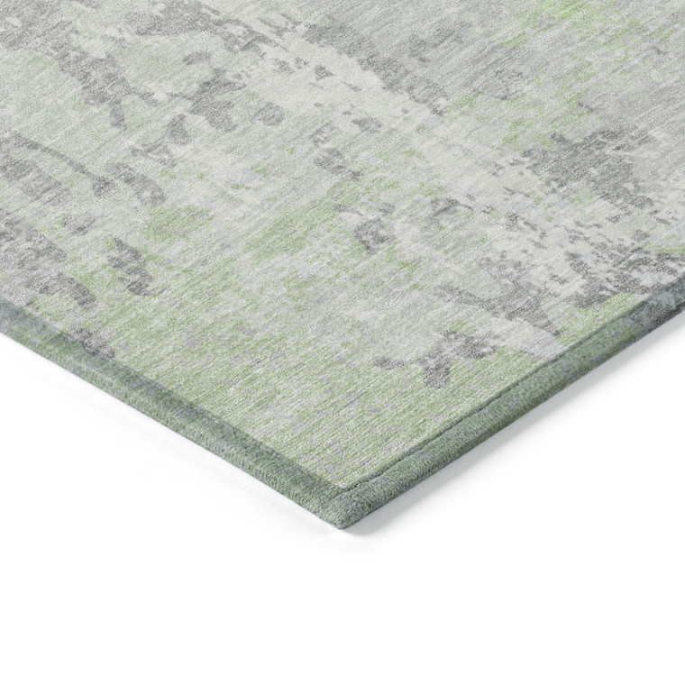3' X 5' Artichoke Green And Ivory Abstract Washable Indoor Outdoor Area Rug - Artichoke Green, Ivory