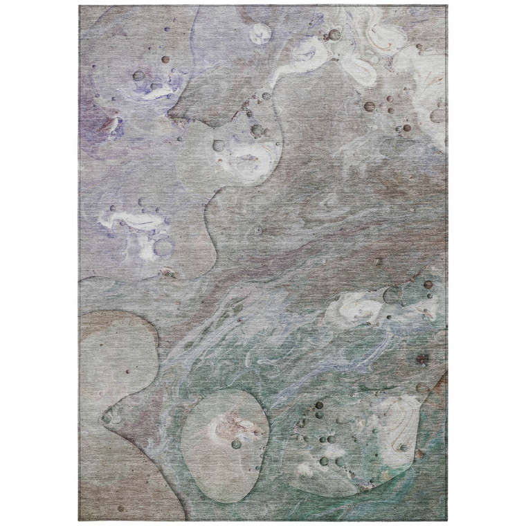 3' X 5' Khaki Beige And Purple Abstract Washable Indoor Outdoor Area Rug