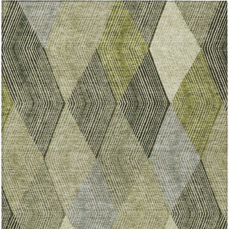 3' X 5' Olive Green Gray And Ivory Argyle Washable Indoor Outdoor Area Rug