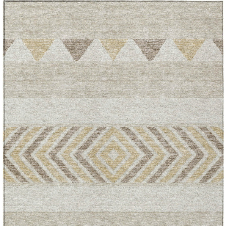 3' X 5' Beige Ivory And Taupe Southwestern Washable Indoor Outdoor Area Rug