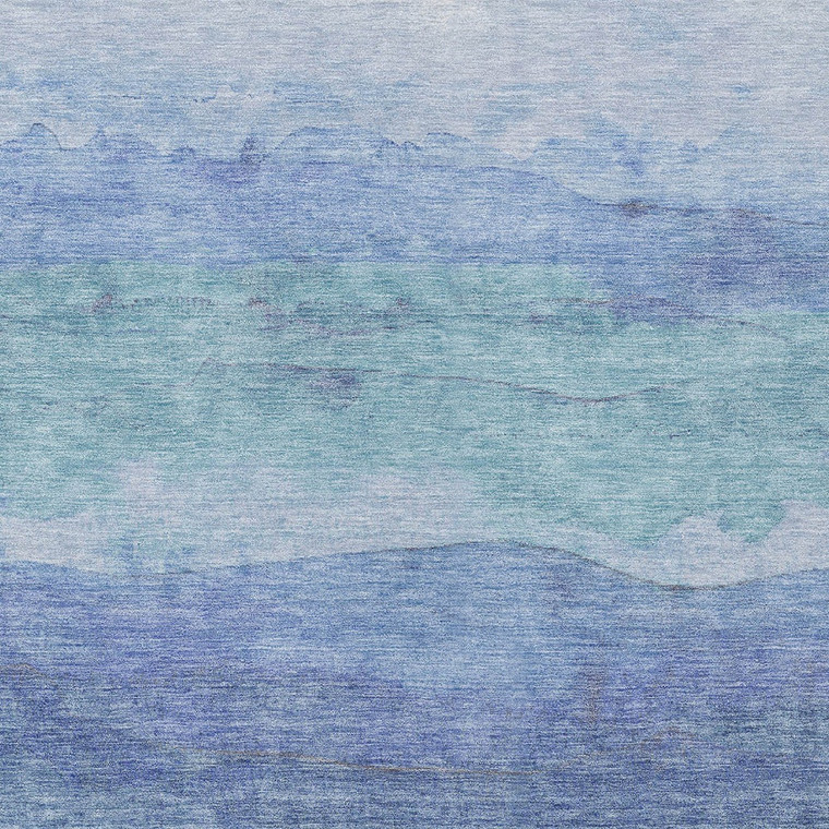 3' X 5' Blue Teal Blue And Sky Blue Abstract Washable Indoor Outdoor Area Rug