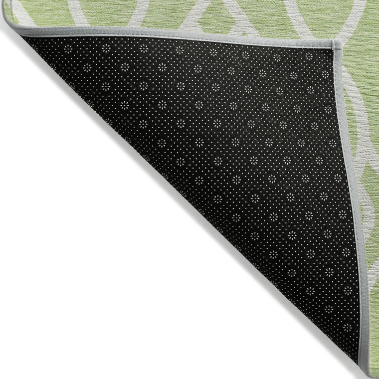 5' X 8' Artichoke Green And Ivory Trellis Washable Indoor Outdoor Area Rug