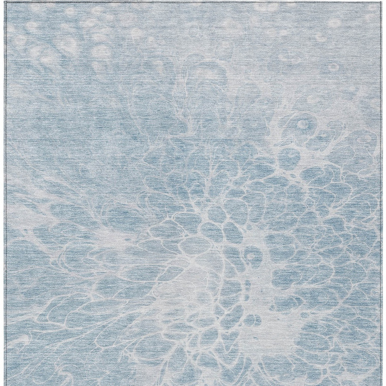 3' X 5' Sky Blue And Denim Blue Abstract Washable Indoor Outdoor Area Rug - 608219257880