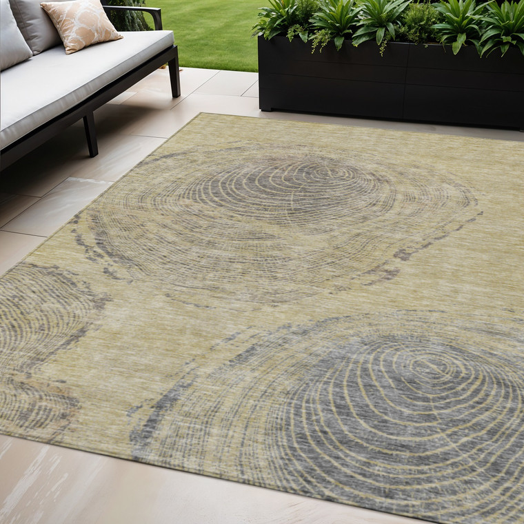 5' X 8' Beige Taupe And Gray Abstract Washable Indoor Outdoor Area Rug - Beige, Taupe, Gray