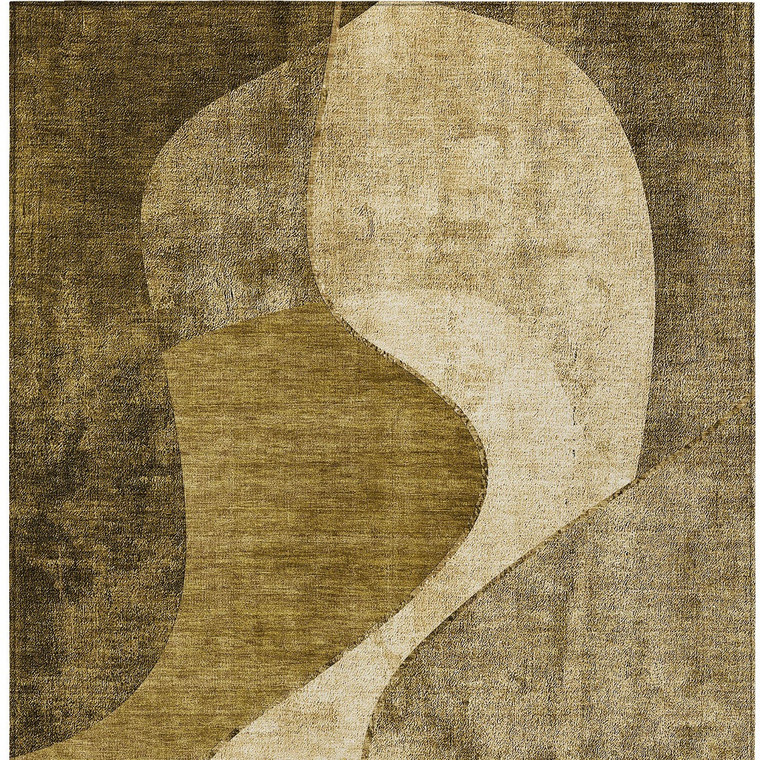 5' X 8' Brown Beige And Ivory Abstract Washable Indoor Outdoor Area Rug