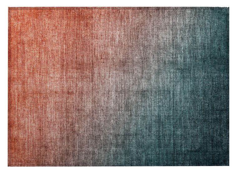 2' X 3' Gray and Red Orange Ombre Washable Non Skid Indoor Outdoor Area Rug