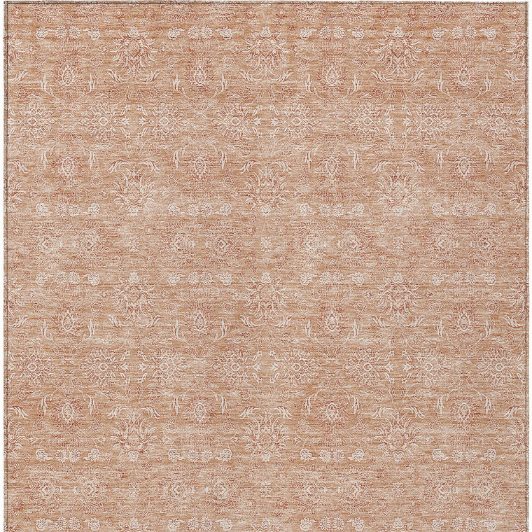 3' X 5' Copper And Beige Floral Washable Indoor Outdoor Area Rug - 608219001919