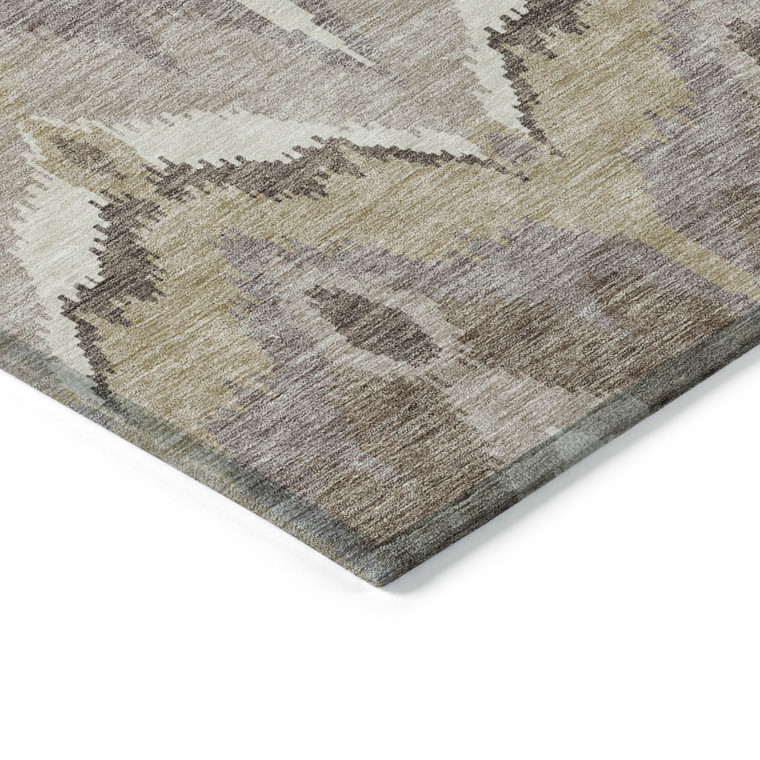3' X 5' Beige Chocolate And Taupe Ikat Washable Indoor Outdoor Area Rug