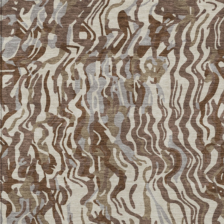 3' X 5' Brown Beige And Gray Abstract Washable Indoor Outdoor Area Rug - 606114947905