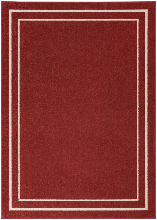 6' X 9' Brick Red And Ivory Indoor Outdoor Area Rug