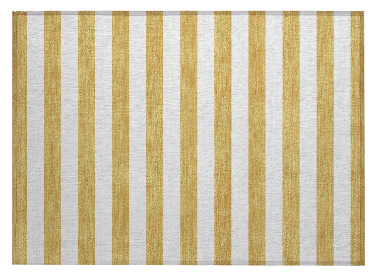 2' X 3' Gold Striped Washable Non Skid Indoor Outdoor Area Rug