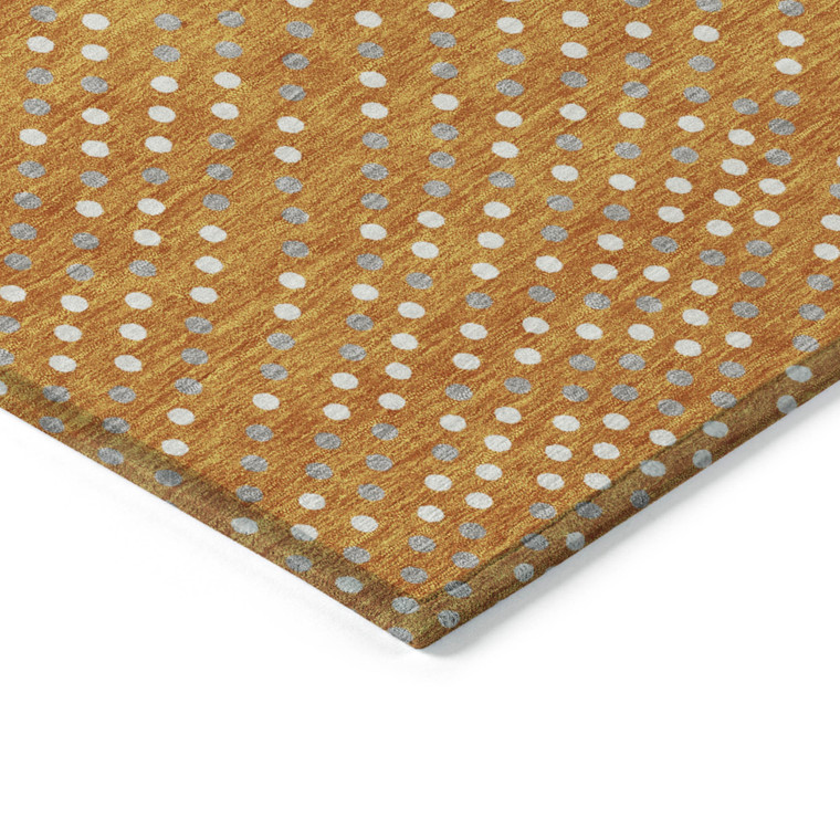 3' X 5' Orange Gray And Ivory Polka Dot Washable Indoor Outdoor Area Rug