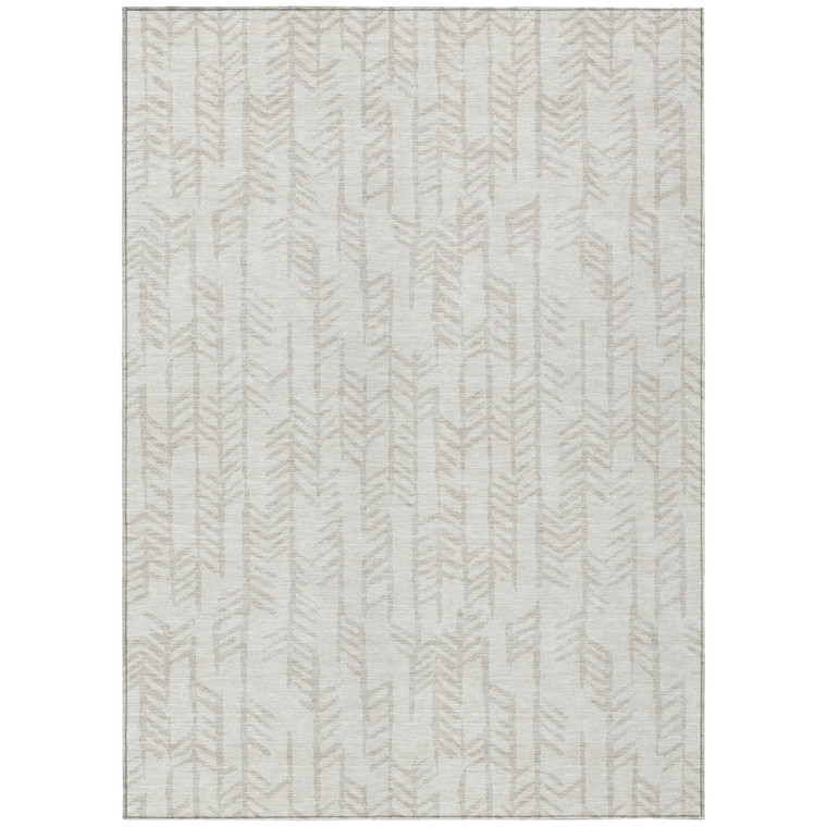 3' X 5' Ivory And Beige Tribal Washable Indoor Outdoor Area Rug