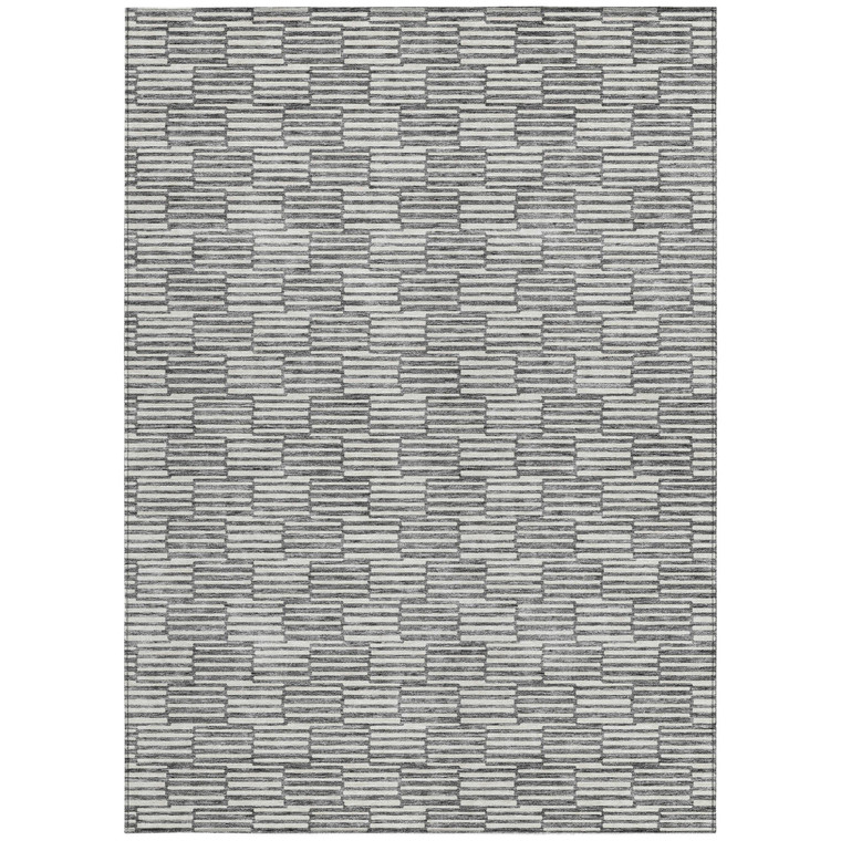 3' X 5' Gray And Ivory Geometric Washable Indoor Outdoor Area Rug Transitional Style - Gray, Ivory Color