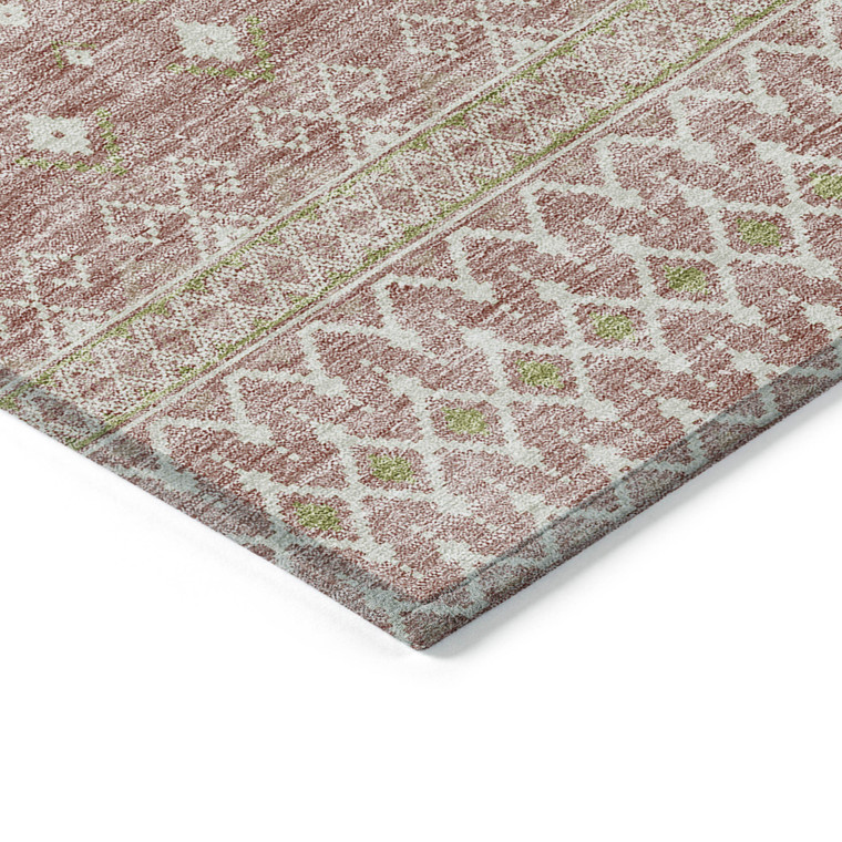 5' X 8' Blush Gold And Ivory Tribal Washable Indoor Outdoor Area Rug