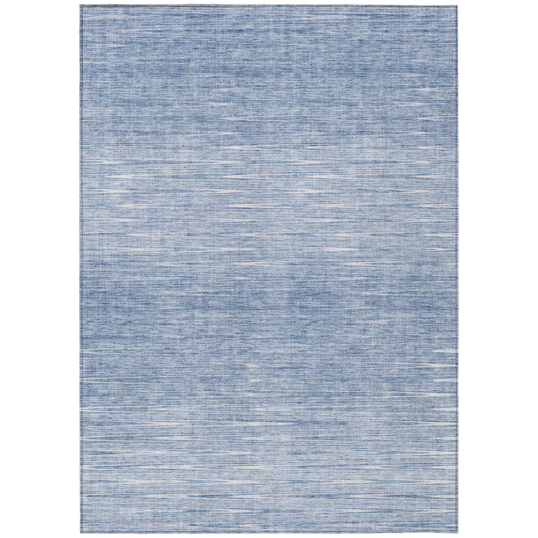 5' X 8' Denim Blue And Blue Abstract Washable Indoor Outdoor Area Rug