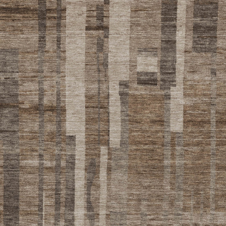 5' X 8' Brown And Beige Striped Washable Indoor Outdoor Area Rug - 608219245375