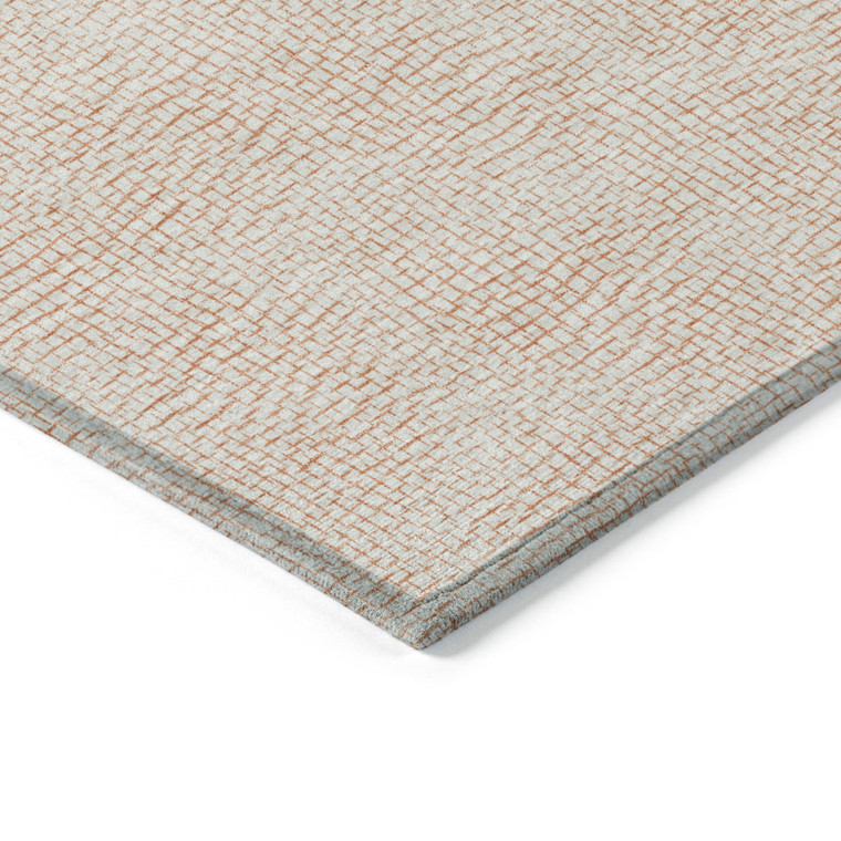 5' X 8' Peach And Beige Geometric Washable Indoor Outdoor Area Rug - 608219037628