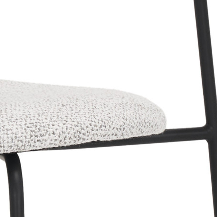 Gray and Black Upholstered Fabric And Metal Open Back Dining Side Chair