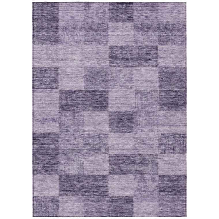 5' X 8' Purple And Lavender Geometric Washable Indoor Outdoor Area Rug - Purple, Lavender