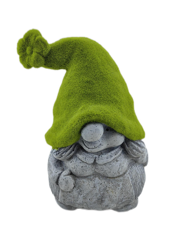 14" Gray And Green Polyresin Gnome Outdoor Statue