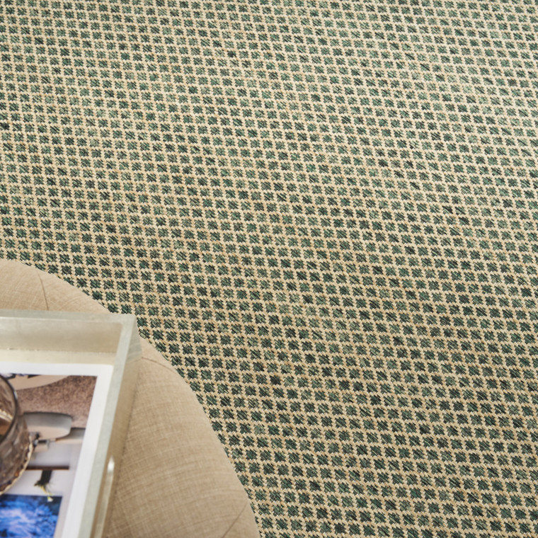 5' X 7' Green And Taupe Geometric Indoor Outdoor Area Rug