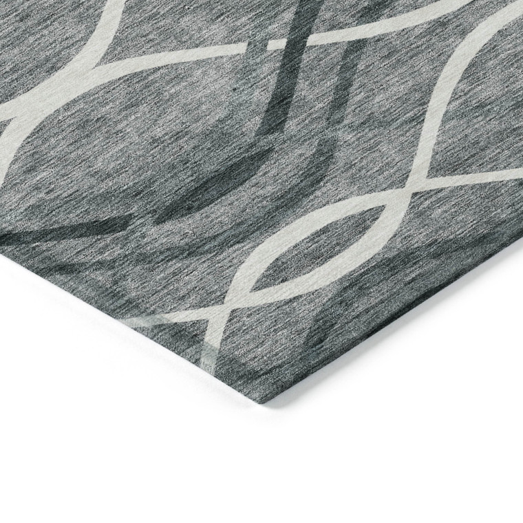 5' X 8' Gray Ivory And Charcoal Abstract Washable Indoor Outdoor Area Rug - Gray, Ivory, Charcoal