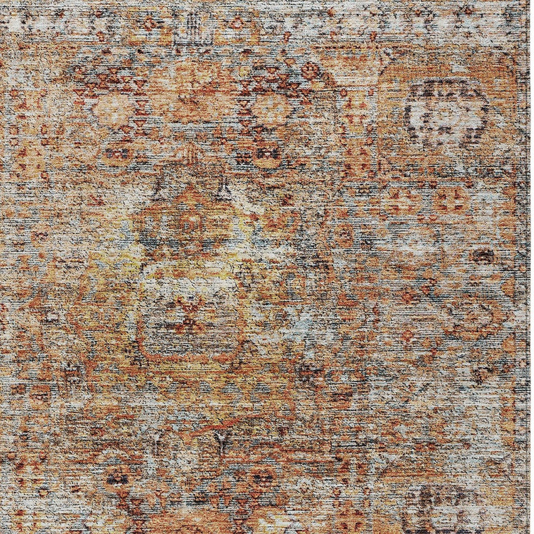 3' X 5' Coral Terra Cotta And Beige Floral Washable Indoor Outdoor Area Rug