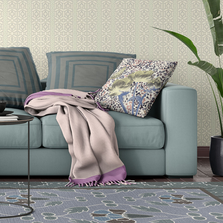 26" x 26" Blue and Yellow Butterfly Blown Seam Floral Indoor Outdoor Throw Pillow