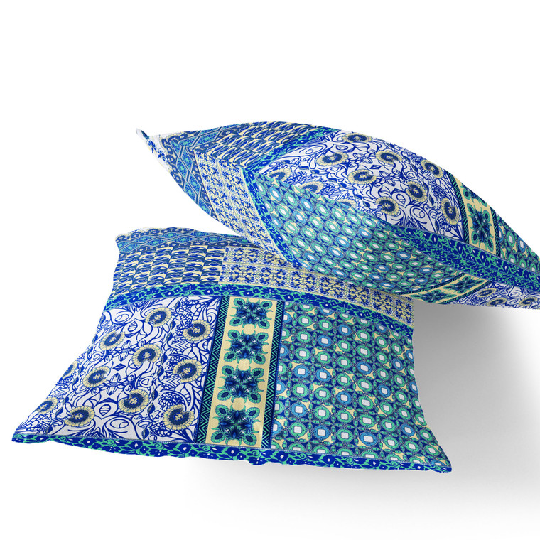 Set of Two 18" White Botanical Indoor Outdoor Throw Pillow Cover and Insert - 606114912040