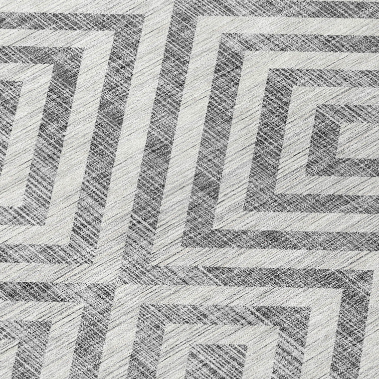 5' X 8' Gray Silver And Ivory Geometric Washable Indoor Outdoor Area Rug Transitional Style - Gray, Silver, Ivory Color