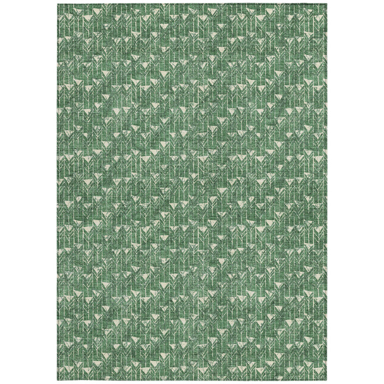 5' X 8' Sage Geometric Washable Non Skid Indoor Outdoor Area Rug