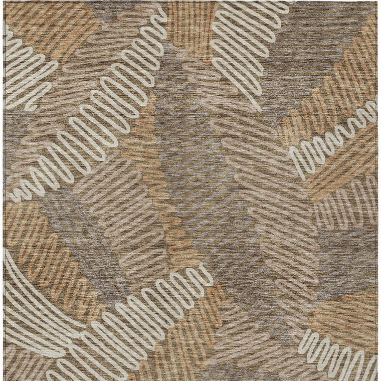3' X 5' Brown And Ivory Floral Washable Indoor Outdoor Area Rug Transitional Style - Brown, Ivory Color