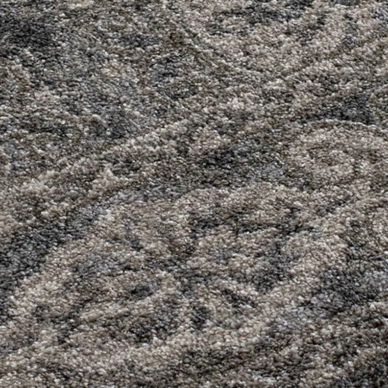 10' Charcoal and Gray Medallion Power Loom Runner Rug