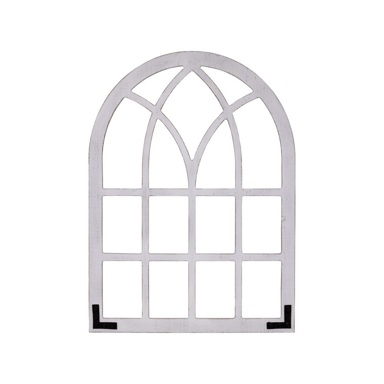 White Distressed Window Pane Wall Mirror - 808230069145