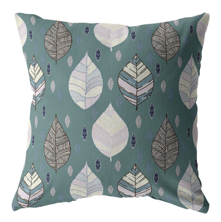 16” Pine Green Leaves Indoor Outdoor Throw Pillow - 606114005827